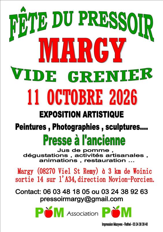 Affiche Vide-grenier de la Fête du pressoir de Margy à Viel-Saint-Remy