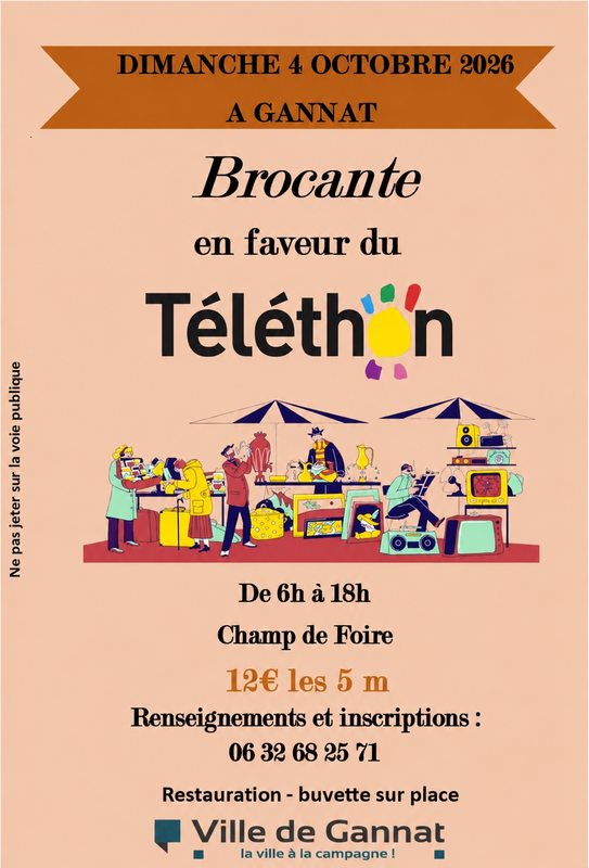 Affiche Brocante du Téléthon de Gannat