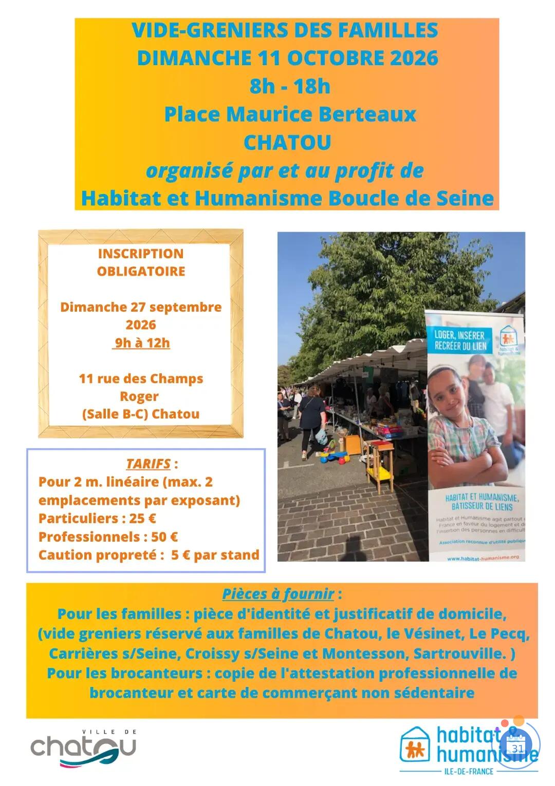 Affiche Vide-grenier Chatou dimanche 11 octobre 2026 (78400)