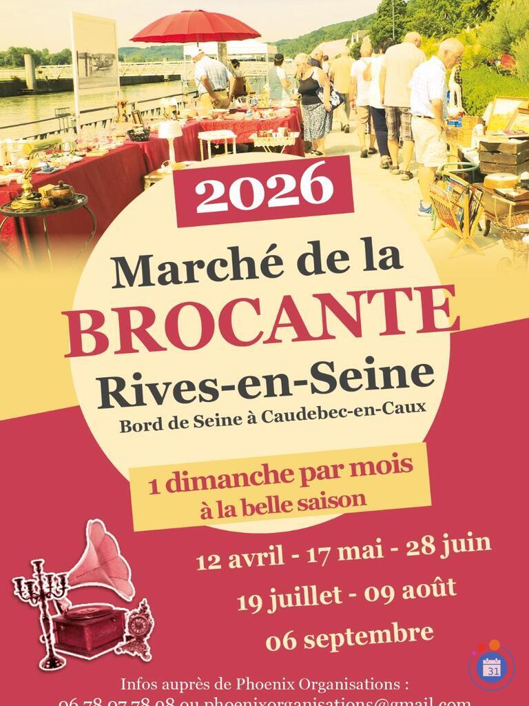 Affiche Marché brocante Rives-en-Seine dimanche 19 juillet 2026 (76490)