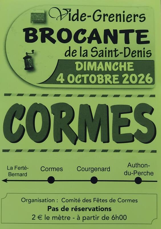 Affiche Brocante de la Saint-Denis à Cormes