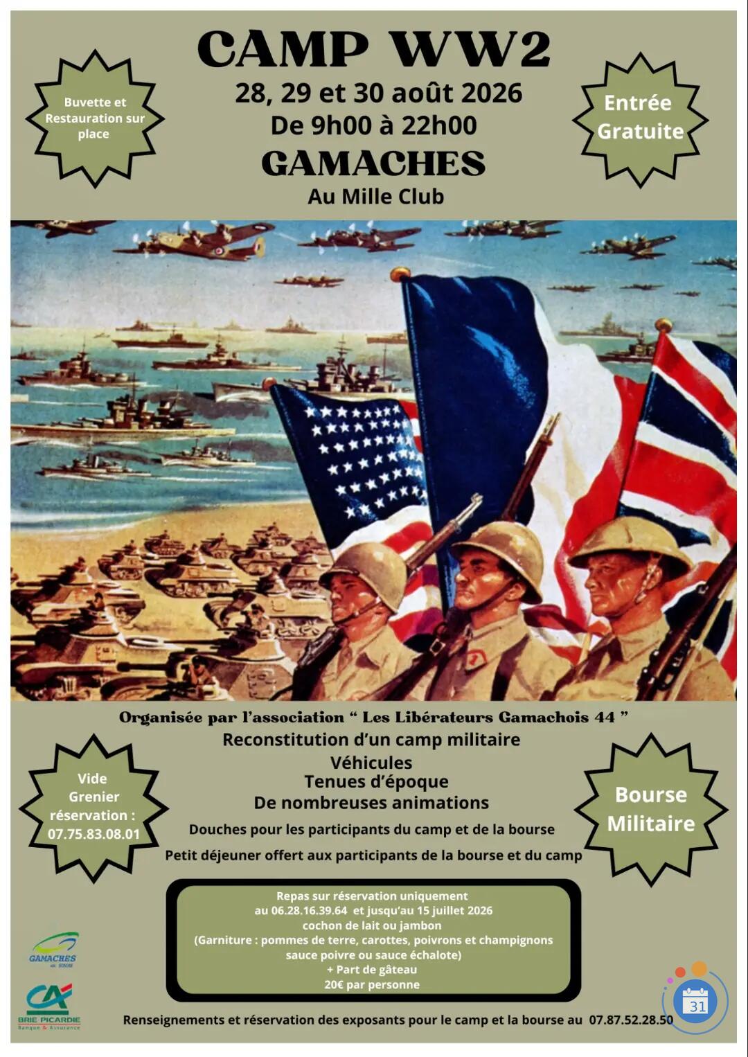 Affiche Vide-grenier et bourse militaire Gamaches 28-30 août 2026 (80)