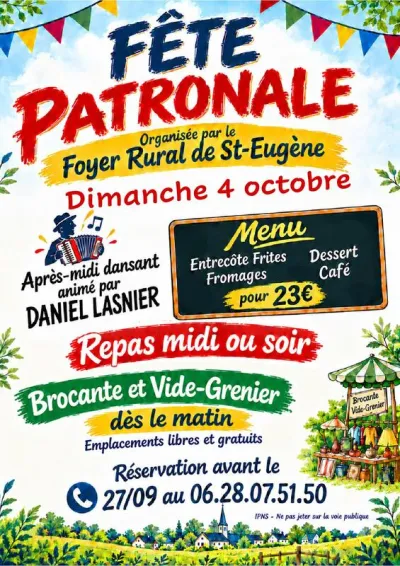 Affiche Brocante vide-grenier de la fête patronale de Saint-Eugène