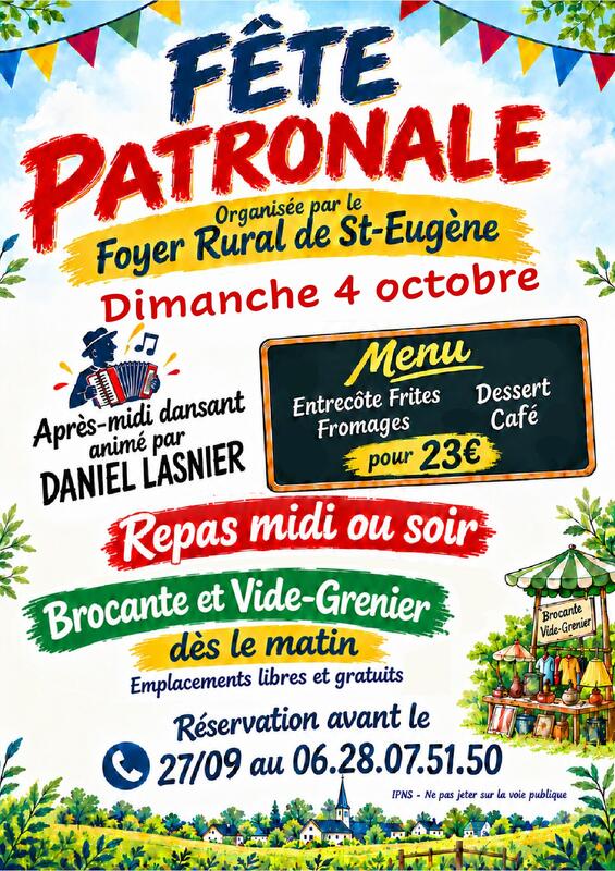 Affiche Brocante vide-grenier de la fête patronale de Saint-Eugène