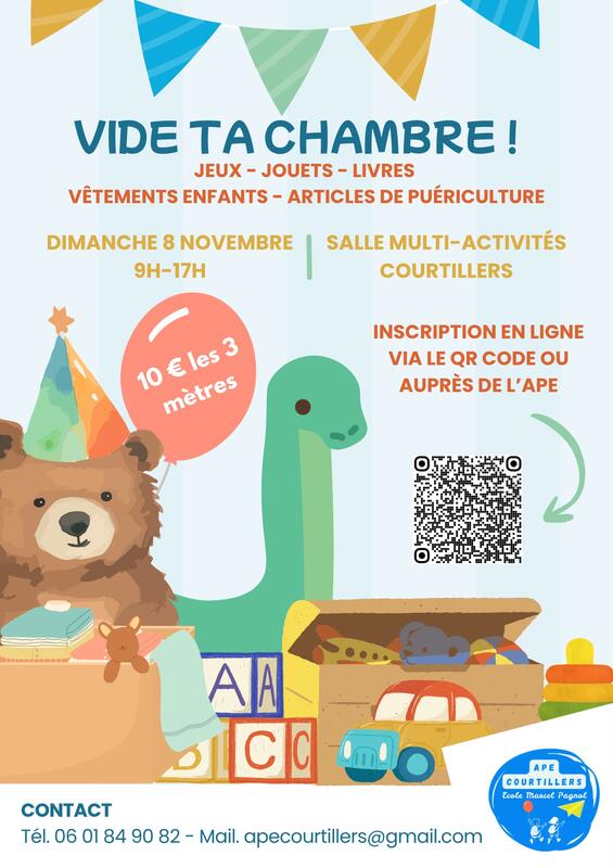 Affiche Vide ta chambre de l'APE de l'école Marcel Pagnol à Courtillers