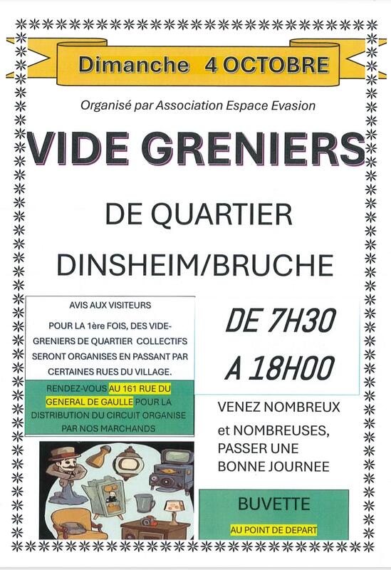 Affiche Vide-greniers de quartier de l'Espace Evasion à Dinsheim-sur-Bruche