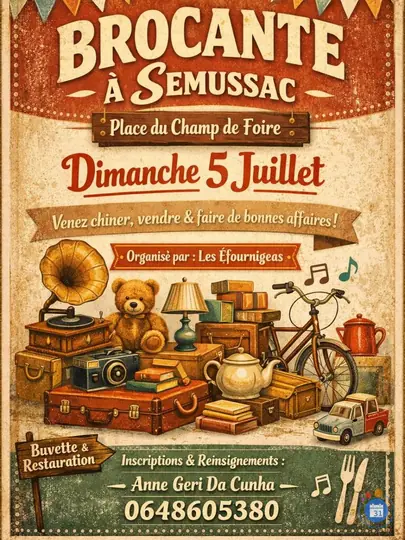 Affiche Brocante Semussac dimanche 5 juillet 2026 (17120)