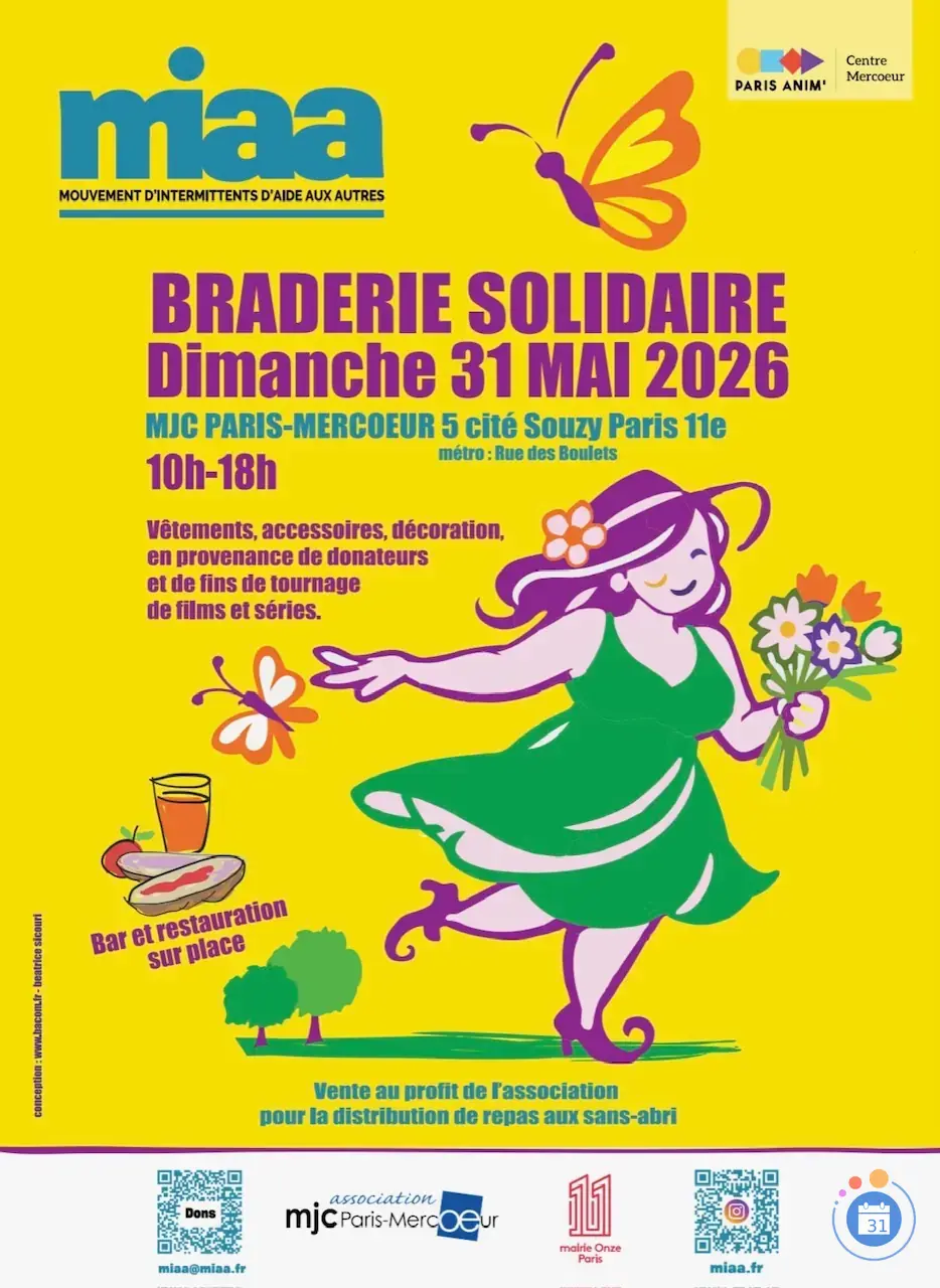 Affiche Braderie solidaire MIAA - MJC Paris-Mercoeur