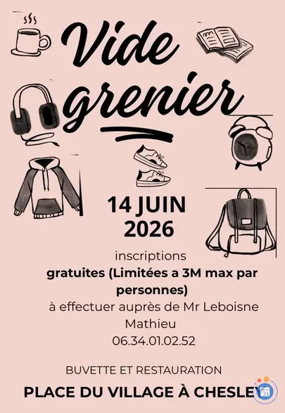 Affiche Vide-grenier Chesley dimanche 14 juin 2026 (10210)