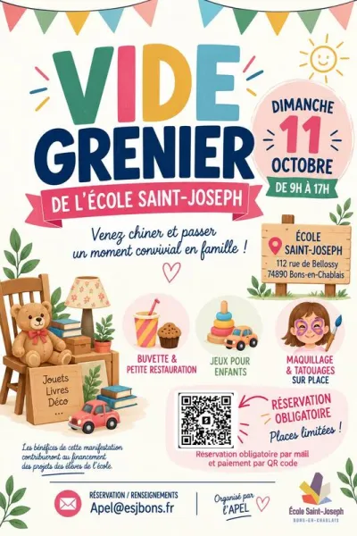 Affiche Vide-grenier de l'école Saint-Joseph à Bons-en-Chablais