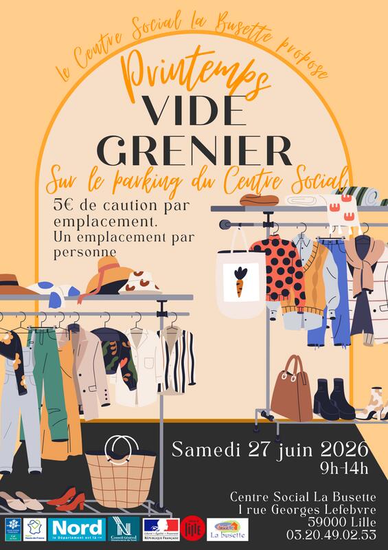 Affiche Printemps Vide-Grenier - Centre Social La Busette - Lille