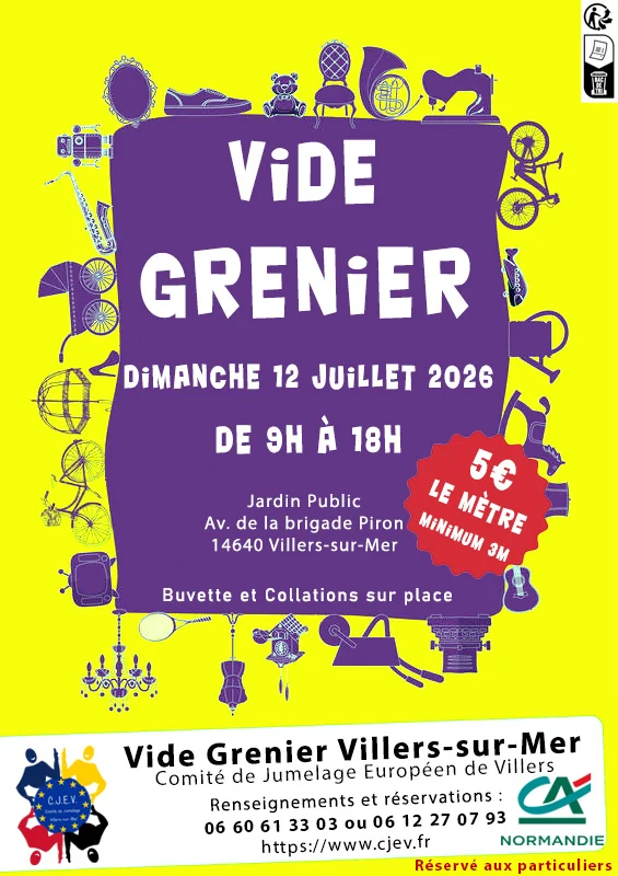 Affiche Vide-Grenier - Comité de Jumelage Européen de Villers - Villers-sur-Mer