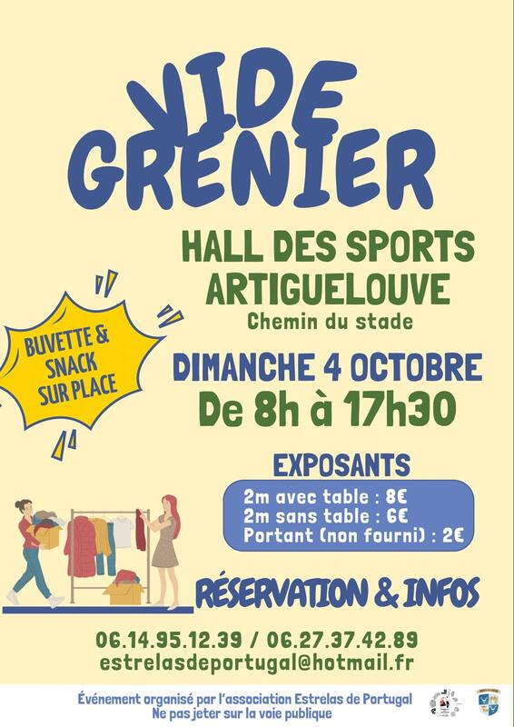 Affiche Vide-grenier de l'association Estrelas de Portugal à Artiguelouve