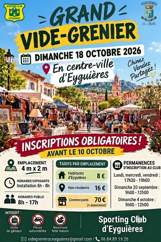 Affiche Vide-grenier du Sporting Club d'Eyguières à Eyguières