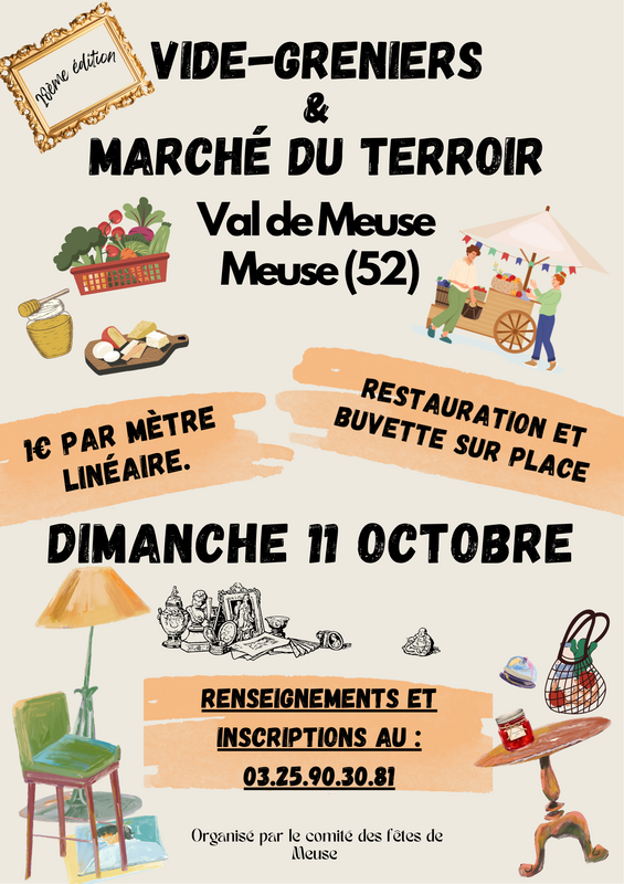 Affiche Vide-greniers et marché du terroir de Val-de-Meuse