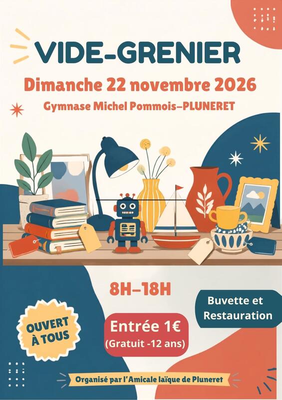 Affiche Vide-grenier de l'Amicale laïque à Pluneret