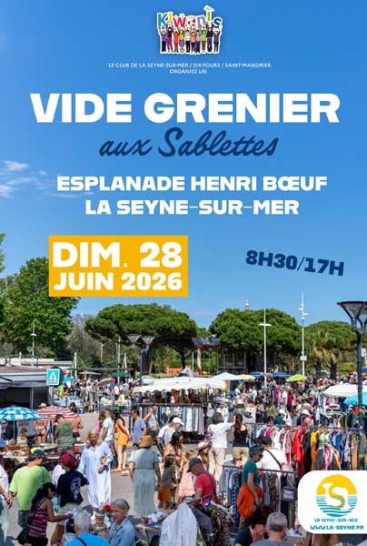 Affiche Vide-Grenier aux Sablettes - Kiwanis Club - La Seyne-sur-Mer