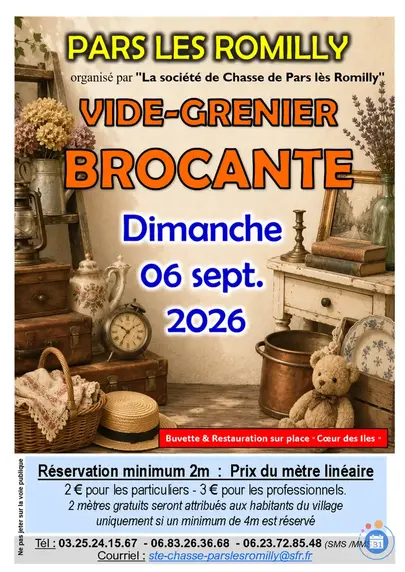 Affiche Vide-grenier Pars-lès-Romilly dimanche 6 septembre 2026 (10100)