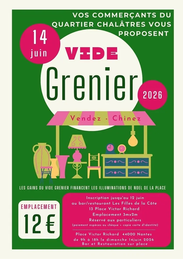 Affiche Vide-Grenier - Commerçants du Quartier Chalâtres - Nantes