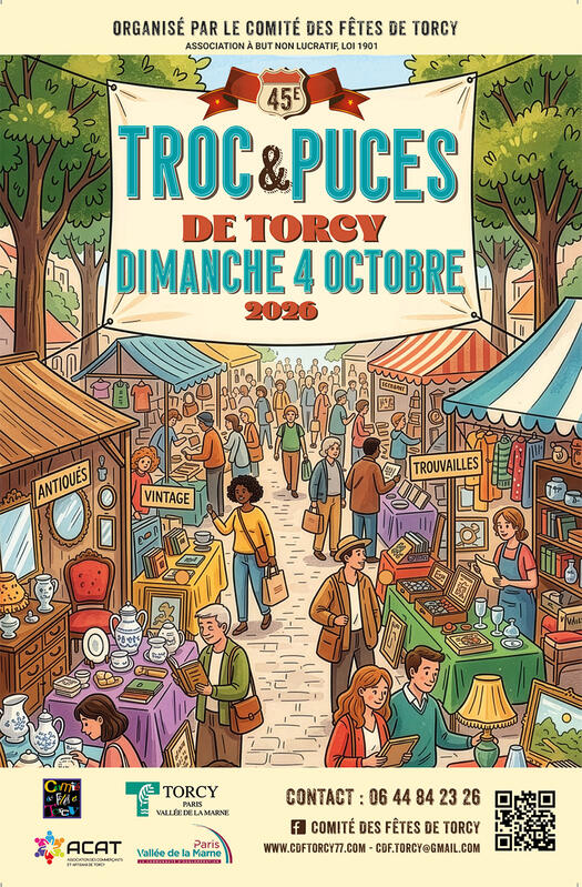 Affiche Troc et puces du Comité des fêtes à Torcy