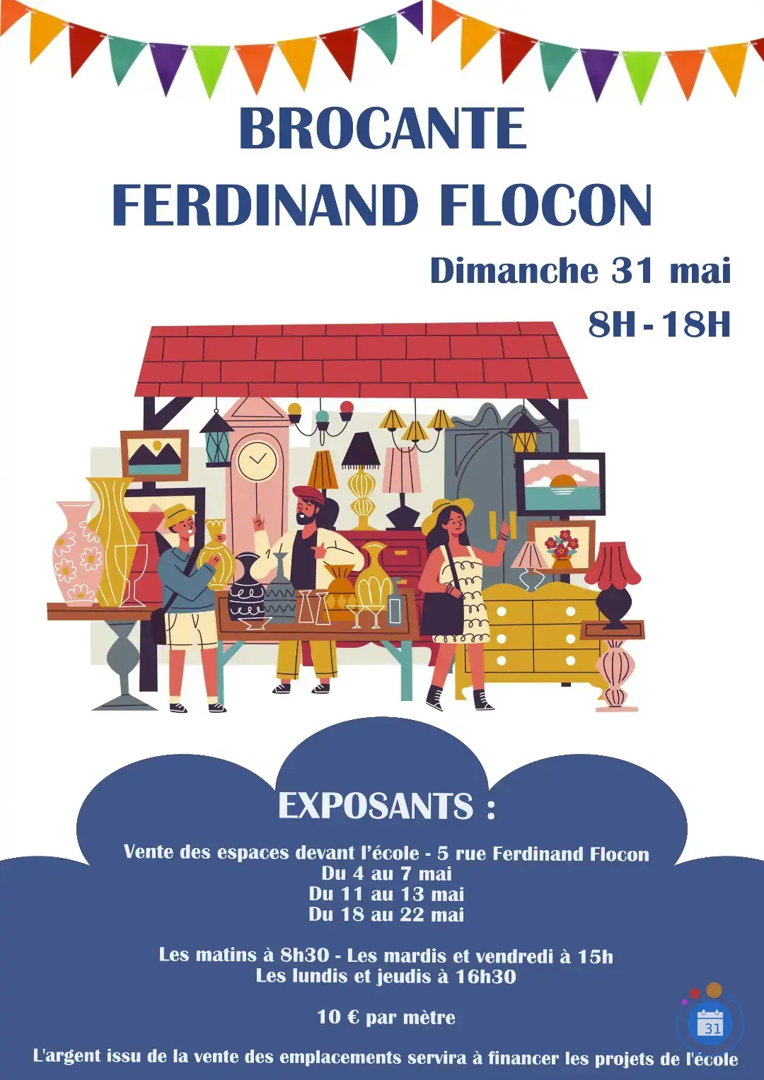 Affiche Brocante Ferdinand Flocon - École Ferdinand Flocon - Paris 18e