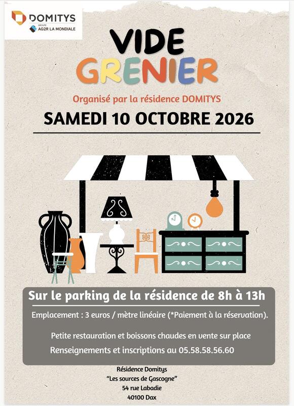 Affiche Vide-grenier de la résidence Domitys à Dax