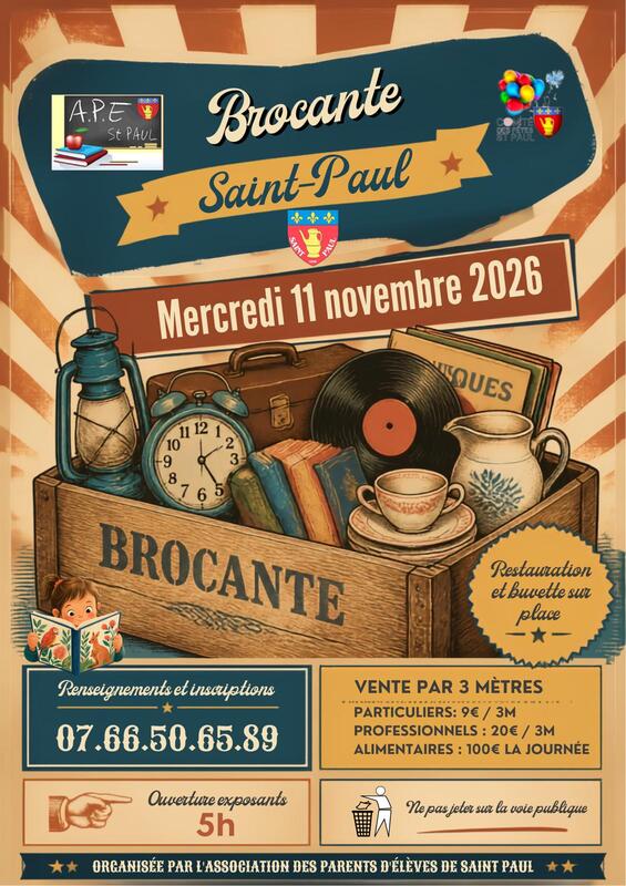 Affiche Brocante de l'APE à Saint-Paul