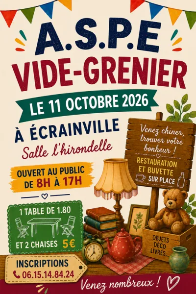 Affiche Vide-grenier de l'ASPE à Écrainville