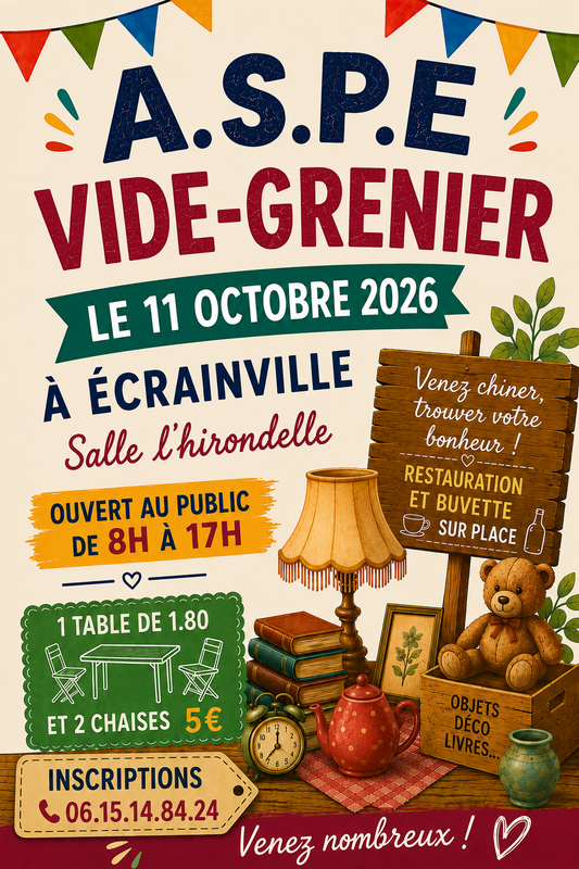 Affiche Vide-grenier de l'ASPE à Écrainville