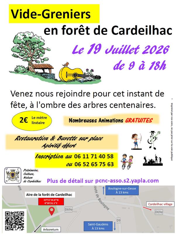 Affiche Vide-greniers en forêt de Cardeilhac - PCNC - Haute-Garonne