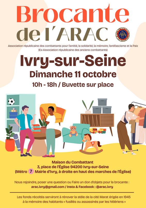 Affiche Brocante de l'ARAC à Ivry-sur-Seine