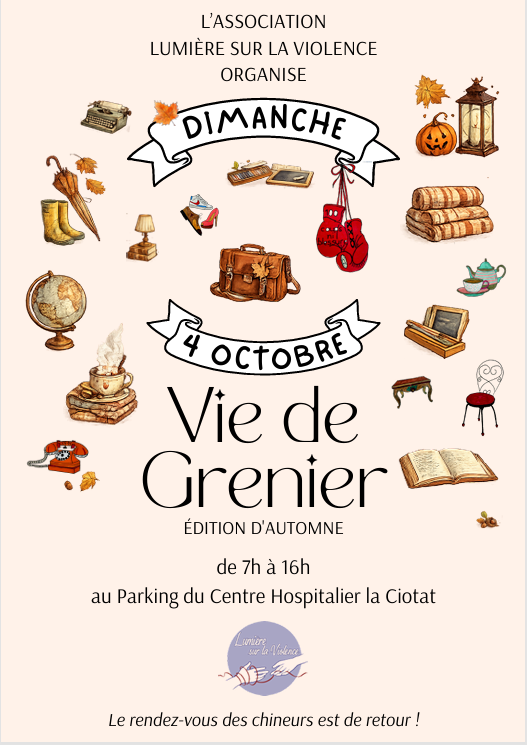 Affiche Vide-grenier solidaire de Lumière sur la Violence à La Ciotat