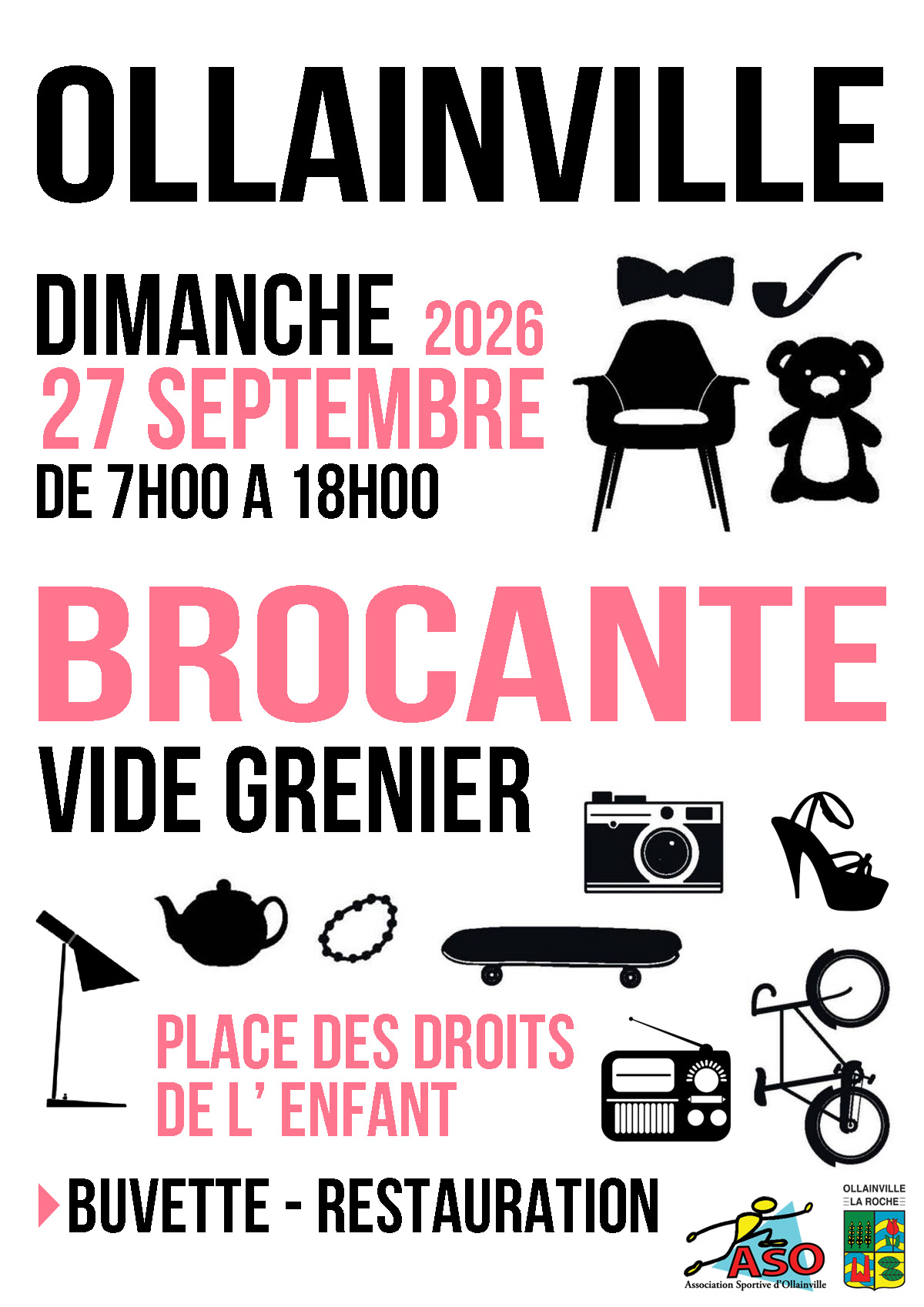 Affiche Brocante vide-grenier Ollainville dimanche 27 septembre 2026 (91340)