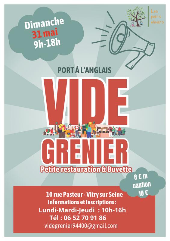 Affiche Vide-grenier du Port à l'Anglais - Les Petits Oliviers - Vitry-sur-Seine