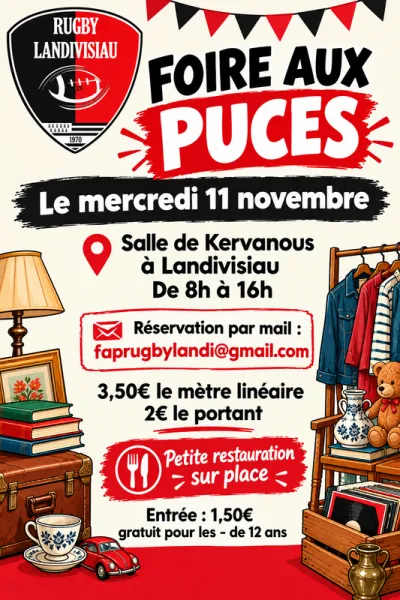 Affiche Foire aux puces du Rugby Landivisiau à Landivisiau