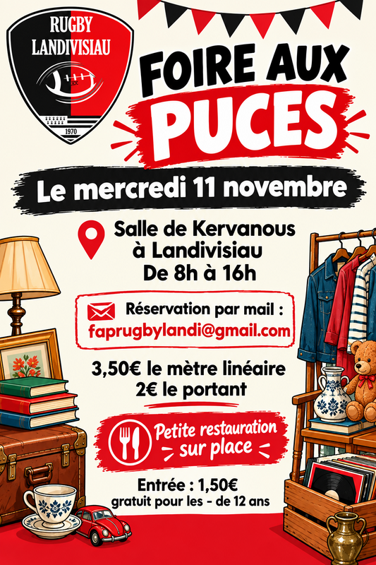 Affiche Foire aux puces du Rugby Landivisiau à Landivisiau