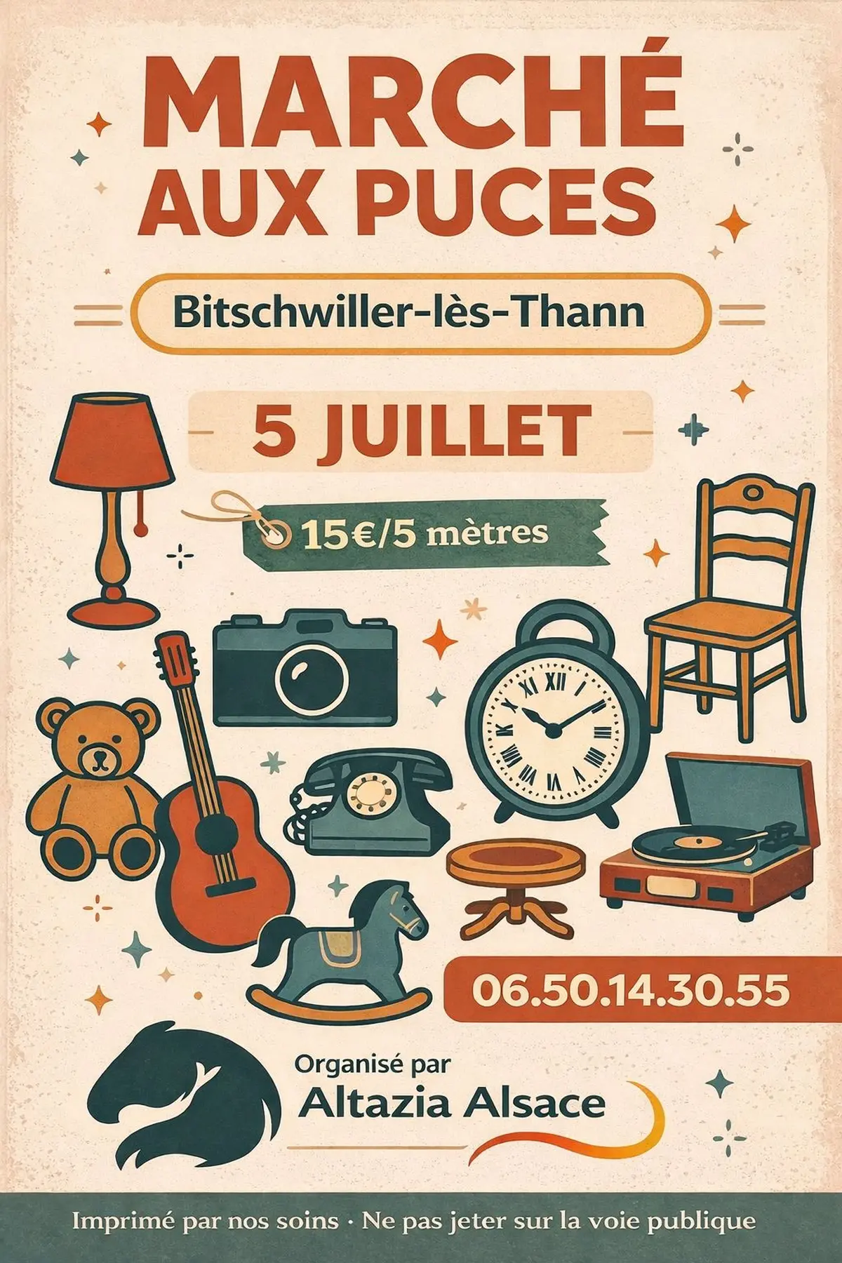 Affiche Marche aux puces Bitschwiller-les-Thann dimanche 5 juillet 2026 (68620)