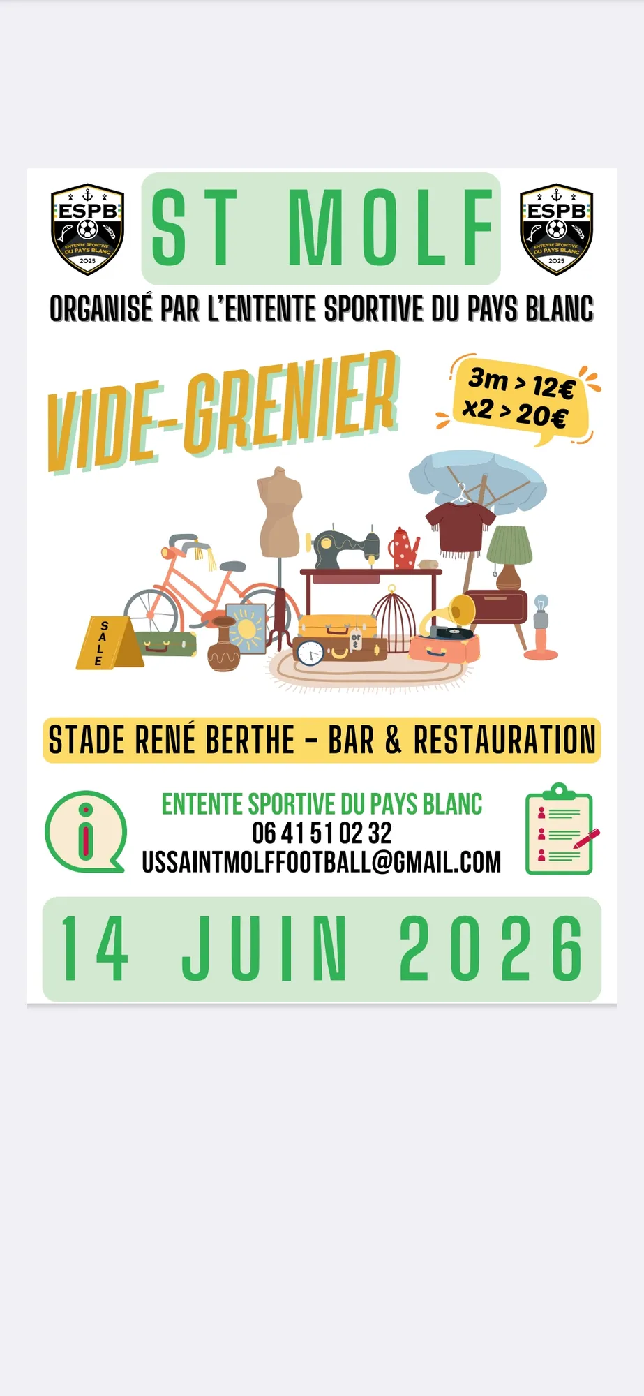 Affiche Vide-grenier Saint-Molf dimanche 14 juin 2026 (44350)