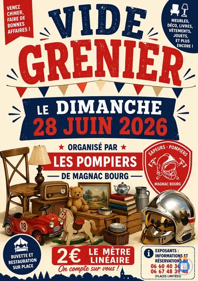 Affiche Vide-grenier Magnac-Bourg dimanche 28 juin 2026 (87380)