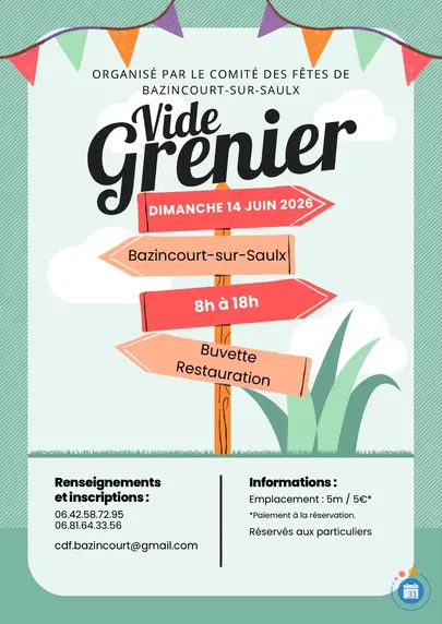 Affiche Vide-grenier Bazincourt-sur-Saulx dimanche 14 juin 2026 (55170)