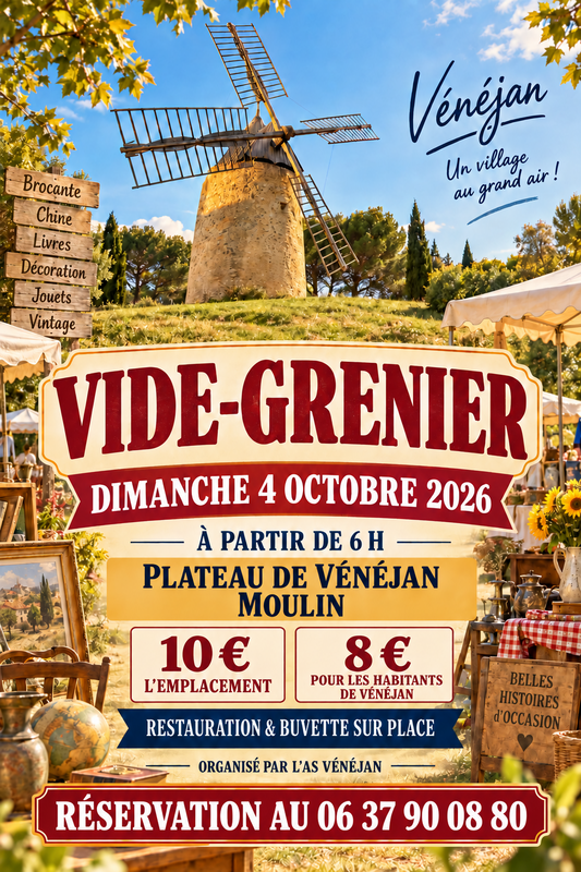 Affiche Vide-grenier de l'AS Vénéjan à Vénéjan