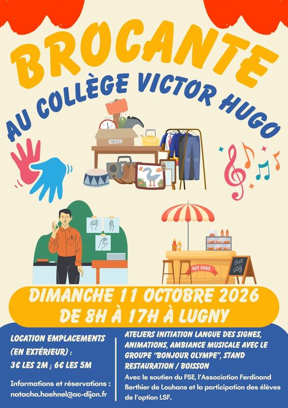 Affiche Brocante du collège Victor Hugo à Lugny