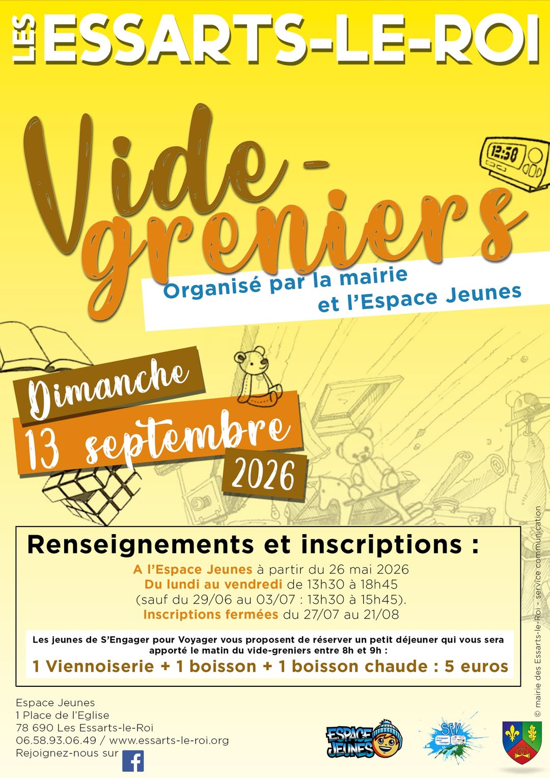 Affiche Vide-Greniers - Mairie et Espace Jeunes - Les Essarts-le-Roi - Yvelines