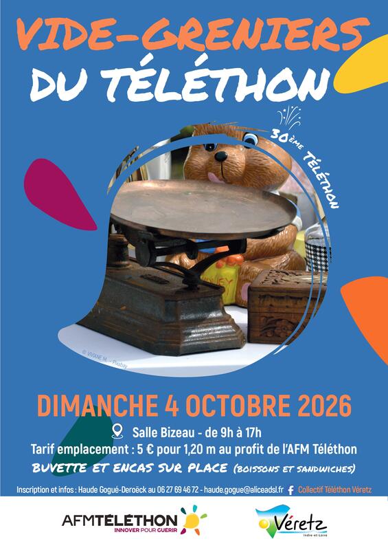 Affiche Vide-greniers du Téléthon à Véretz