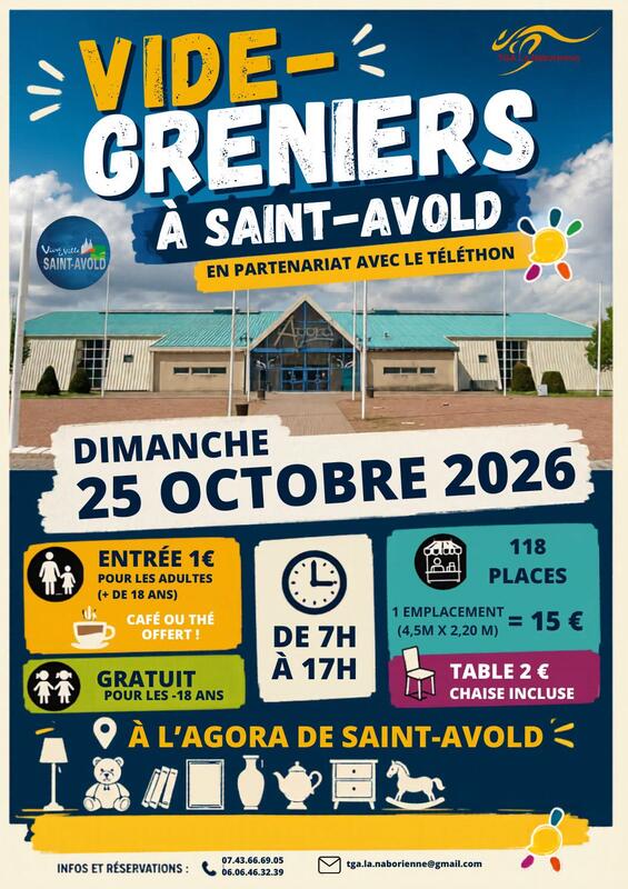 Affiche Vide-greniers de l'Agora en partenariat avec le Téléthon à Saint-Avold