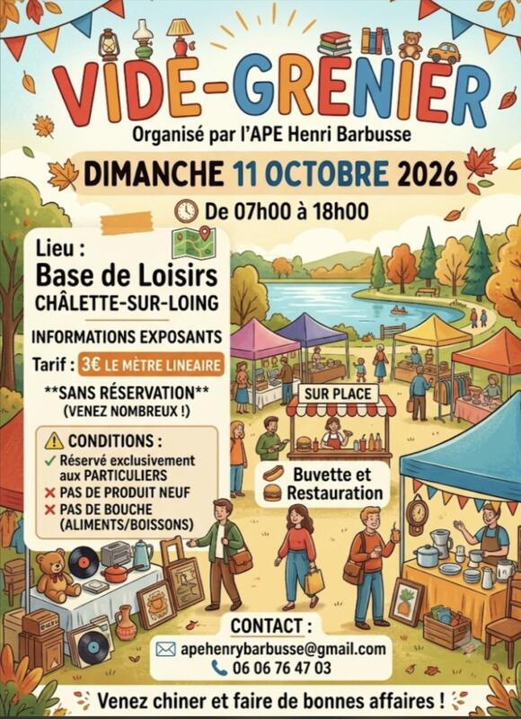 Affiche Vide-grenier de l'APE Henri Barbusse à Châlette-sur-Loing