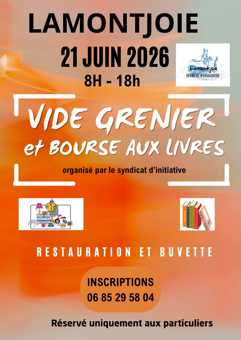 Affiche Vide-grenier et bourse aux livres Lamontjoie dimanche 21 juin 2026 (47310)