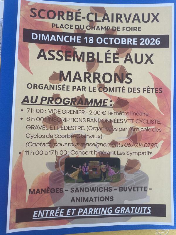 Affiche Vide-grenier de l'Assemblée aux marrons de Scorbé-Clairvaux