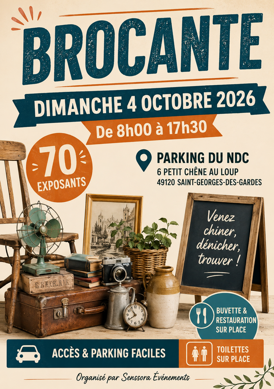 Affiche Brocante de Senssora Événements à Chemillé-en-Anjou