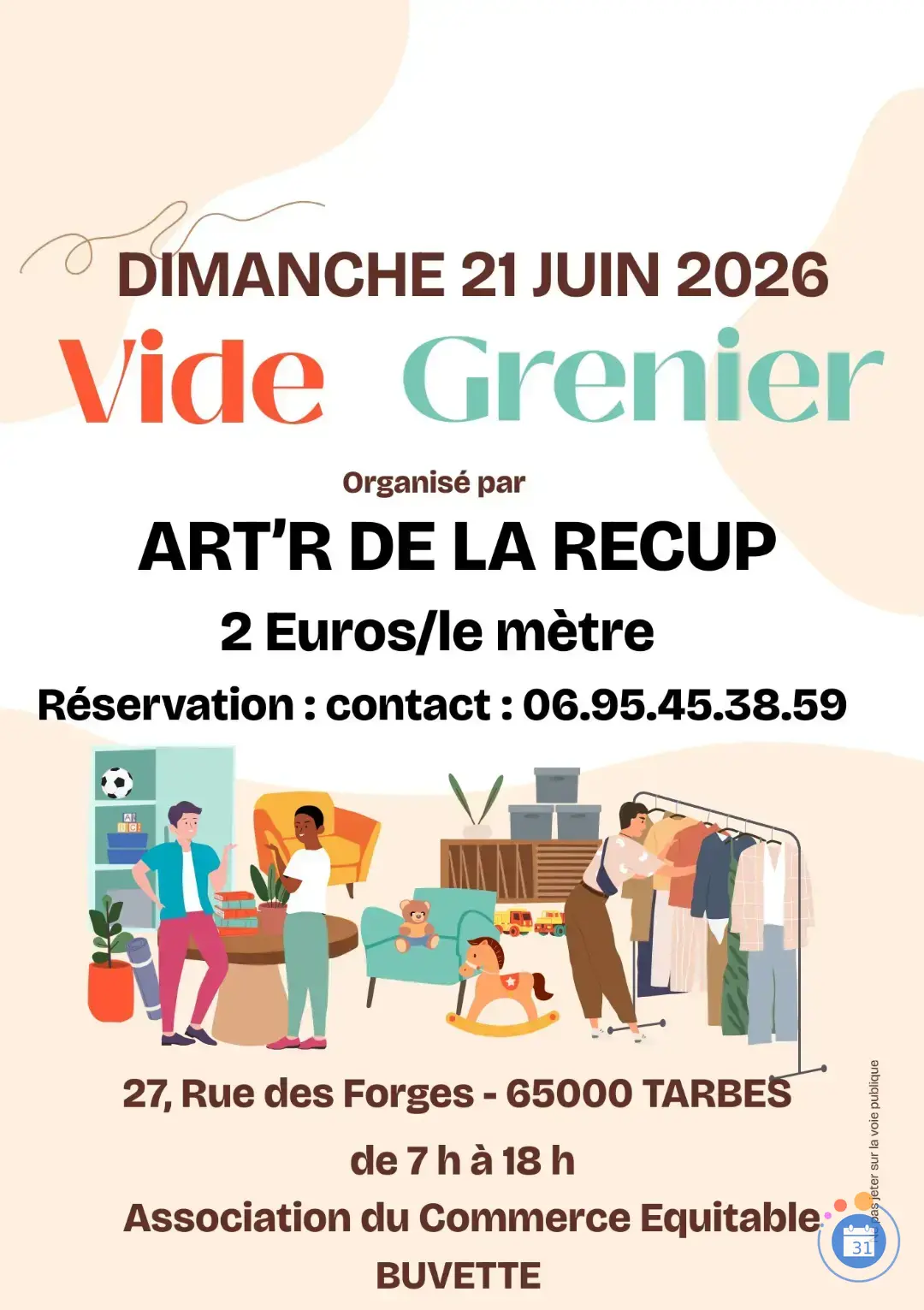 Affiche Vide-Grenier - Art'R de la Récup - Tarbes - Hautes-Pyrénées